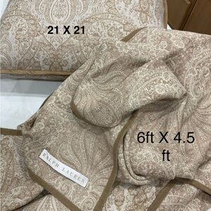 Ralph Lauren Beige Paisley Throw Blanket